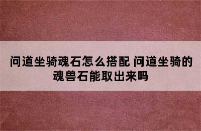 问道坐骑魂石怎么搭配 问道坐骑的魂兽石能取出来吗